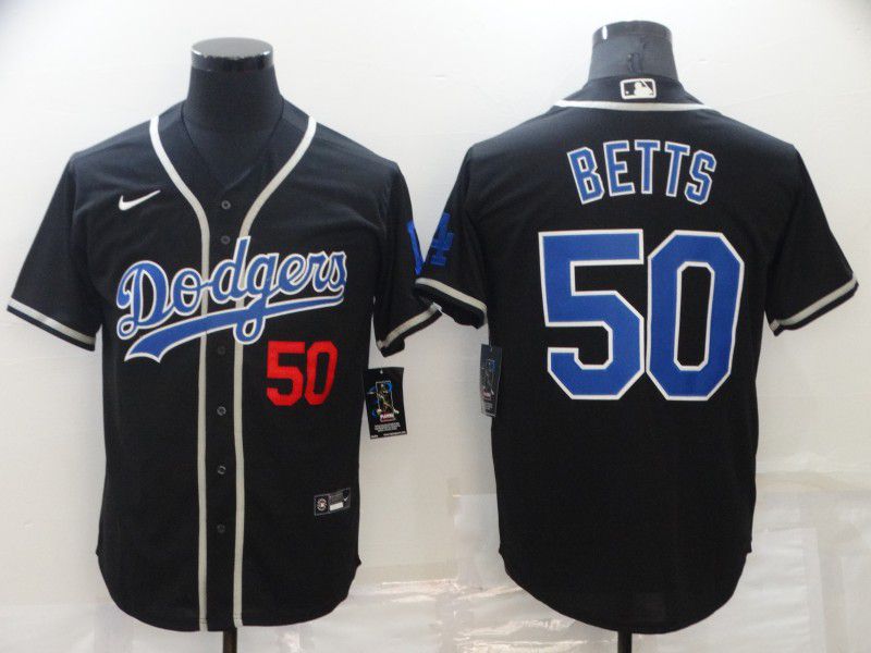 Men Los Angeles Dodgers 50 Betts Black Game Nike 2022 MLB Jersey